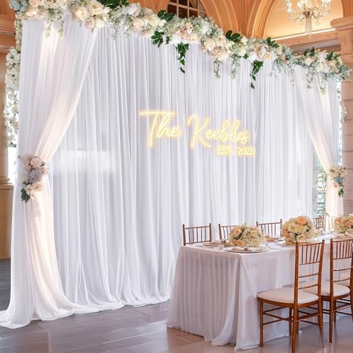 20ft x 10ft White Chiffon Backdrop Curtains, Wrinkle-Free Sheer Chiffon Fabric Photo Curtain Drapes for Wedding Ceremony Arch Party Stage Photography Decorations - Image 6