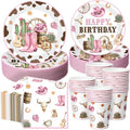 Pickmesh 250 Pcs Cowgirl Birthday Party Decoration Pink Plate Serve 50 by Pickmesh