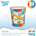 Treasures Gifted Officially Licensed Jim Henson’s Word Party Birthday Supplies - Serves 24 Guests Dinnerware Classic Set Word Party Birthday Decorations - Word Party Decorations Plates Napkins & Cups - Image 6