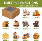 5x5x2.5 Auto-Popup Small Cookie Boxes with Window, Brown, 60 Pack - Image 4