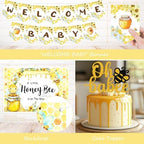 Party Inspo Bee Baby Shower Decorations, Honey Bee Baby Shower Supplies, A Little Honey Bee is On The Way Decorations Backdrop Balloon Banner Tablecloth Cake Topper Plates Napkins Forks Yellow 203PCs - Image 4