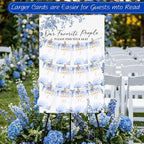 Pinkunn Blue Floral Wedding Seating Chart Board with Easel Display Stand 15.8 x 23.6 Inch Wooden Rustic Chinoiserie Seating Chart Please Find Your Seat Sign for Baby & Bride Shower Wedding Sign Decor - Image 2