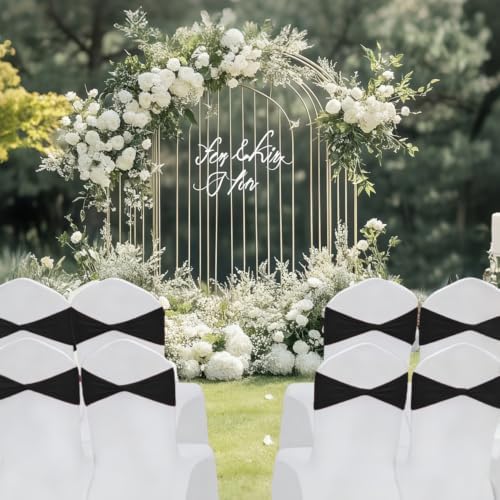 Black Chair Sashes Bows 60Pcs Spandex Chair Sashes Elastic Chair Cover Bands Ties Without Buckle for Wedding Birthday Party Ceremoney Events Decoration - Image 5