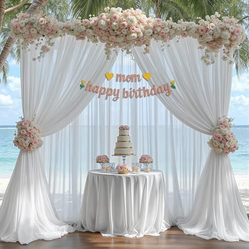 10ft x 10ft Cream White Backdrop Curtains, Wrinkle-Free Sheer Chiffon Fabric Photo Backdrop Drapes for Wedding Arch Party Ceremony Stage Photography Decorations - Image 7