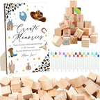 97 Pcs Baby Shower Games Sign Kit,Including Decorate a Block Game Sign 72 DIY Blank Wooden Block 24 Pen to Draw Your Idea for Cowboy Baby Shower Party Game Gender Reveal Party by ZCPTZ