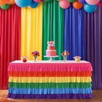 Rainbow Table Skirt Tutu Unicorn Tablecloth for Rectangular Table Birthday Unicorn Party Christmas Decoration 9ft by Besutolife