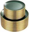 PULOTE 100PCS Green Plastic Plates - Green Disposable Plates With Gold Rim - Include 50 Pieces Dinner 10.25inch,50 Pieces Dessert 7.5inch for Party&Christmas by PULOTEpartywareWesupplyproductsandyouenjoylife
