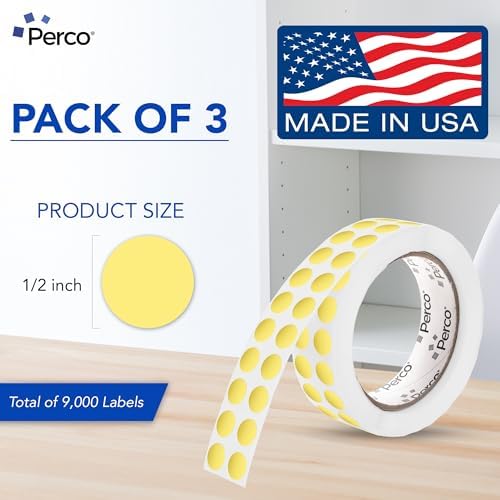 Perco Metallic Gold Perforated Round Circle Dot Sticker 1/2-Inch Labels — 3 Rolls, 9,000 Stickers—Weddings, Invitations, Events for VIP Marking, Rewards & Premium Accents, Strong Adhesive—Made in USA - Image 2