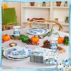 Hsei 250 Pcs Blue Pumpkin Plates Napkins Disposable Baby Shower Party Set - Image 5