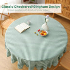 Green White Gingham Tablecloth Round Dia.90 - Image 5