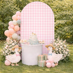 Arch Backdrop Cover One Silly Goose Baby Shower Girl Pink 1st Birthday Party Decors Spandex Stretchy Arch Stand Cover Plaids Cartoon Banquet Props (6.6FT,Gingham) - Image 3