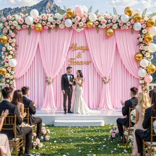 20x15ft Pink Photo Backdrop Curtains for Parties Baby Shower Wrinkle Free - Image 4