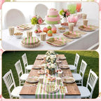 Mimorou 350 Pcs Pink and Green Striped Party Tableware for 50 - Image 6