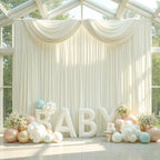 60ft x 12ft Wrinkle Free Ivory Backdrop Curtains for Parties, 12 Panels 12FT Long Silky Polyester Photo Backdrop Drapes Back Drop Cloth for Wedding Birthday Photography Background Decor - Image 3