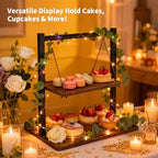 Cupcake Stand, Swing Wood Cupcake Stand Large Dessert Stand Cupcake Display Stand 2 Tier Tiered Serving Tray Cupcake Tower for Farmhouse Decor, Party Serving Tray, Vendor Dessert Table Display Set - Image 5