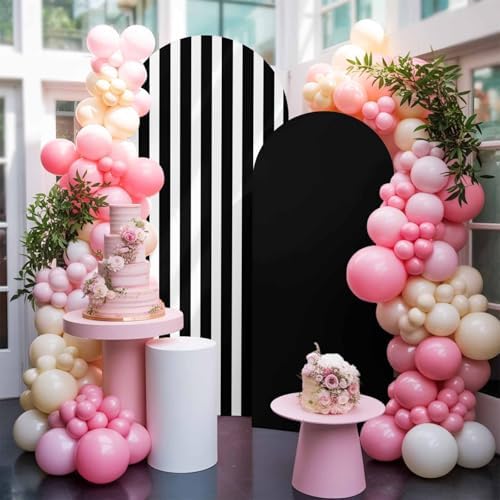 Classic Black and White Stripes Arch Backdrop Cover 6.6 FT, Wedding Arch Cover Stretchy Backdrop Stands Covers for Birthday Party Ceremony Banquet Decor - Image 5