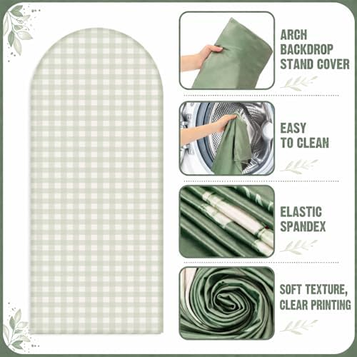 Chunful 3 Pcs Locally Grown Baby Shower Arch Backdrop Cover Baby is On The Way Photo Background Decor 2-Sided Round Top Backdrop Arch Cover for Wedding Birthday Party 6 ft/5 ft/4 ft (Sage Green) - Image 6