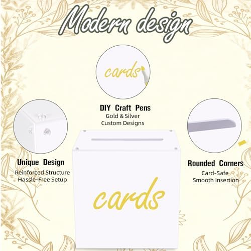 Acrylic Wedding Card Box with Slot Top, Detachable DIY Card Box for Wedding Reception, Corner Brackets & Screws Included, Acrylic Table Sign Holder Included - Image 3