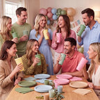 Skylety 24 Pcs Pink and Green Plastic Cups with Lids and Straws 24 oz - Image 6