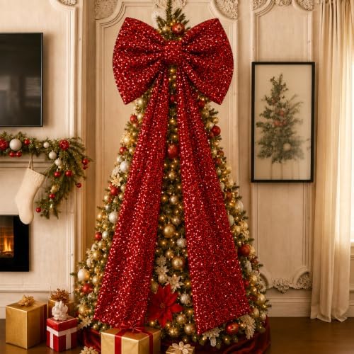 PartyPosh Oversized Deep Wine Red Velvet Sequin Bow 51"x25" by PartyPosh