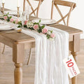10 Pack White Cheesecloth Table Runner 35x120Inch, 10FT Long Summer Boho Sheer Gauze Table Runner Rustic for Wedding Bridal Baby Shower Birthday Party Table Decor by BlueTopCoLtd