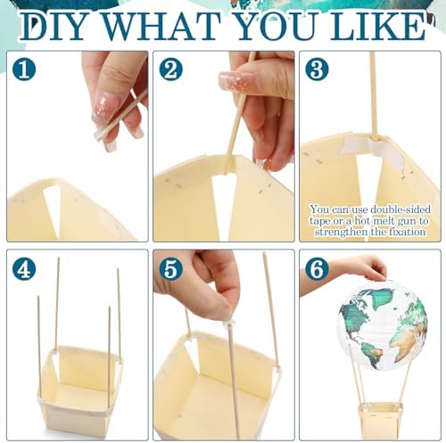 Baquler 12 Sets Baby Shower Hot Air Balloon Table Centerpieces DIY Paper Lanterns Around the World Decorations Globe World Map Paper Lantern for Wedding Birthday Earth Classroom Travel Themed Party - Image 3