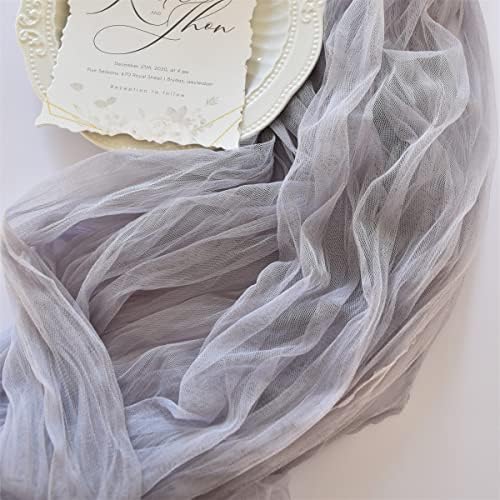 Gray Cheesecloth Table Runner Fall Wedding Birthday Party Home Decor 4 Pack - Image 5