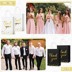 Tinlade 100 Pcs Thank You Gift Bags Bulk Paper Gold Thank You Wedding Bags with Handle for Business, Shopping, Wedding, Baby Shower, Party Favors (Black, White) - Image 5