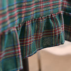 vctops Christmas Green Plaid Ruffle Table Cloth, Farmhouse Cotton Linen Tablecloth, Washable Table Cover for Rectangle Table Baby Shower Kitchen Party Wedding Decor (Dark Green,55"x78") - Image 6