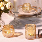 48Pcs Gold Votive Candle Holders - Glass Candle Holder Bulk for Table Centerpiece, Tea Lights Candle Holders for Home, Christmas Party & Wedding Shower - Image 4