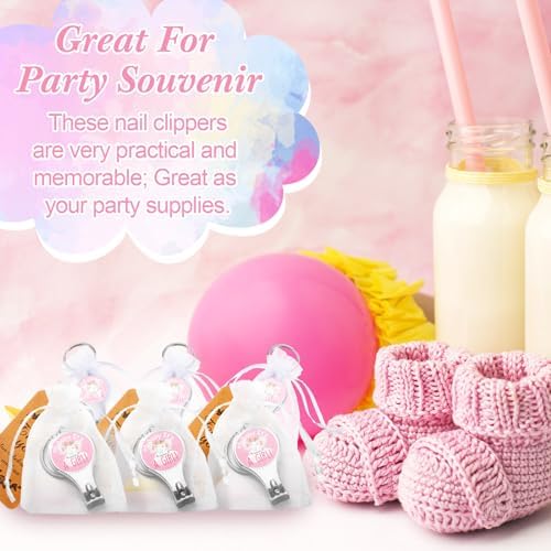 50 Sets Bottle Openers Baby Shower Return Favors for Guest Nail Clipper Bottle Opener Decorations with Thank You Tags Organza Bags for Baby Shower Gender Revel Party Souvenirs(Elephant) - Image 5