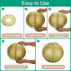 uxcell 3Pcs Gold Round Paper Lanterns 16" Chinese Paper Lantern - Image 3