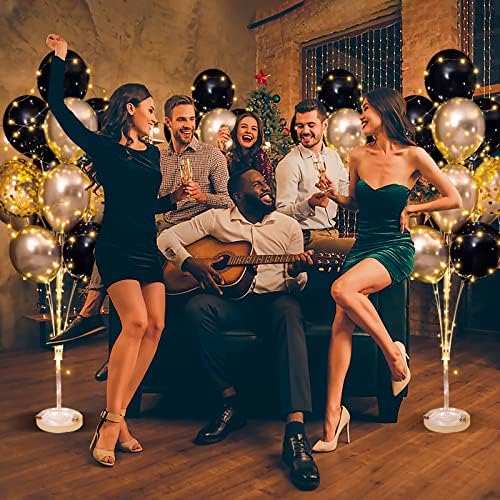 Cicicooie Balloon Centerpieces for Floor with String Light 2 Set Black Balloon Stand Kit Holder Decoration for Wedding Adult Birthday Party Men Bachelor Party - Image 4