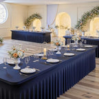 2 Pack Navy Blue Spandex Tablecloths for 8 Foot Rectangle Tables, Wrinkle Free Fitted Table Cloths 8ft Stretchy Table Cloth Covers with Skirt for Parties Weddings Birthday Banquet Baby Shower - Image 5