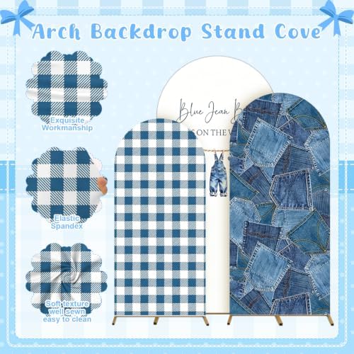 3 Pcs (6/5/4ft) Blue Jean Baby Shower Decorations Blue Jean is on the Way Decor Backdrops for Themed Baby Shower Party Gender Reveal Birthday Party Photo - Image 3