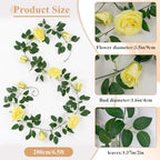 U'Artlines 3 Pack Artificial Yellow Rose Garlands Flower Vines 19.5 ft - Image 3