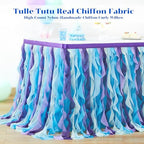 Partisky Mermaid Tulle Tutu Ruffle Curly Willow Table Skirt for Rectangle Table 14ft, Mermaid Themed Party Table Cloth for Girls Birthday Party or Baby Shower - Image 4