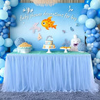 Suppromo 2 Pack 6ft Blue Tulle Table Skirts for Rectangle Tables or Round Tables Blue Tutu Tablecloth Cover for Baby Shower Boy Birthday Party Wedding Cake Dessert Table Decorations - Image 3