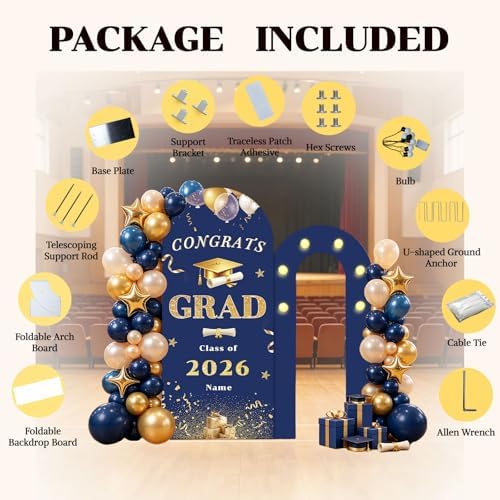 6FT Personalized Foam Arch Backdrop Board with Name, 6.6FT Custom Foam Arch Backdrop Board with Stand, Customized Decoration Gifts for Graduation Ceremony Party - Image 5