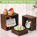 6 Pack Wood Cake Cupcake Stand Buffet Risers, Wooden Display Stand Wood Display Riser, Square Food Display Risers for Party Wedding Birthday Home (6" 7" 8" 9" 10" 11") - Image 6