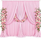 30x10ft Pink Backdrop Curtains for Parties Baby Shower Photo Wrinkle Free Pink Polyester Drapes Backdrop for Girls Birthday Party Gender Reveal Photoshoot Photography Background 6 Panels 5x10FT by Suppromo