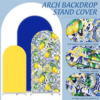 FYSUIMU 3 Pcs Mediterranean Lemon Arch Backdrop Covers Yellow Blue Stretchy Spandex Arch Stand Fabric Cover for Amalfi Coast Wedding Birthday Party Decoration (4ft/5ft/6ft) - Image 3