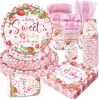 350 Strawberry Baby Shower Decorations for 50 Guests A Berry Sweet Baby is On The Way Party Supplies for Girls Disposable Dinnerware Set Paper Plates Napkins Cups by Yaniio