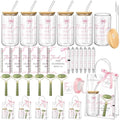 Reallnaive 6 Set Pink Bow Baby Shower Game Prizes for Player Winners Tumblers with Lids Straws Roller for Face Pens Spiral Notebooks Gift Bags for Baby Bridal Shower Wedding Game Favors by Reallnaive