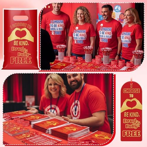 200 Pcs Red Ribbon Week Items Bulk, I Choose Be Kind Drug Free Supplies - Image 6