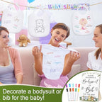 Roowest 35 Pcs Baby Shower Bibs Game with Bib Bodysuit Marker, Jungle - Image 6