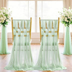 Sage Green Wedding Chair Sashes: 48 Packs 8ft Long Sheer Draping Fabric - Wedding Outdoor Church Chair Aisle Decor - Image 6
