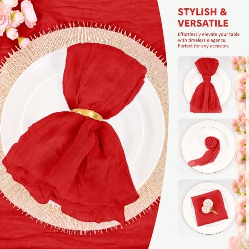 60Pack Red Cheesecloth Napkins Rustic Boho Gauze Napkins 20"x20" - Image 4