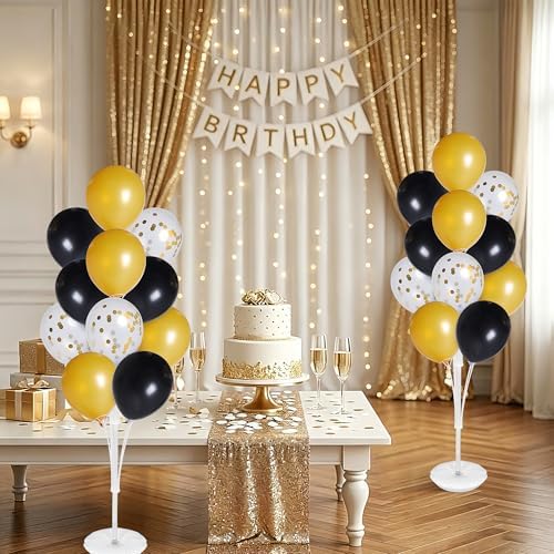 Aneco 4 Set Balloon Stand Kit with Base Pole Water Bag for Floor, 63 Inch Balloon Tower Backdrop Decoration Sesame Street Party Baby Shower Gender Reveal Birthday Wedding Decorations, Only White Stand - Image 2