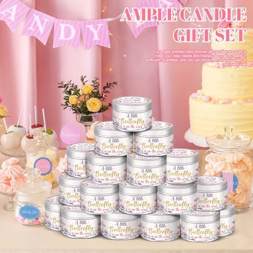 MTLEE Butterfly 24 Pcs Baby Shower Party Favors Candles Lavender Scented Baby Shower Favors for Guests Rustic Tealights Candles Gender Reveal Return Gifts(Gold, 1.2 Oz) - Image 4